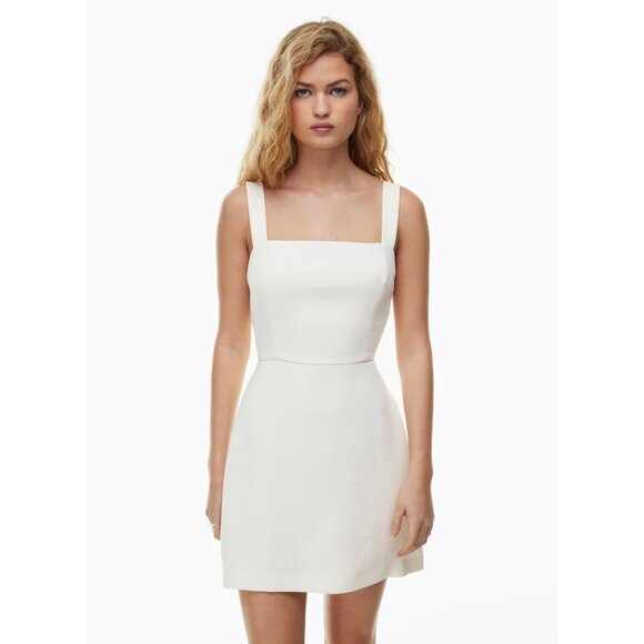 Aritzia WILFRED Ecoulement Rust Orange Basketweave Tie Back Mini Dress, Size 6 - Picture 11 of 16